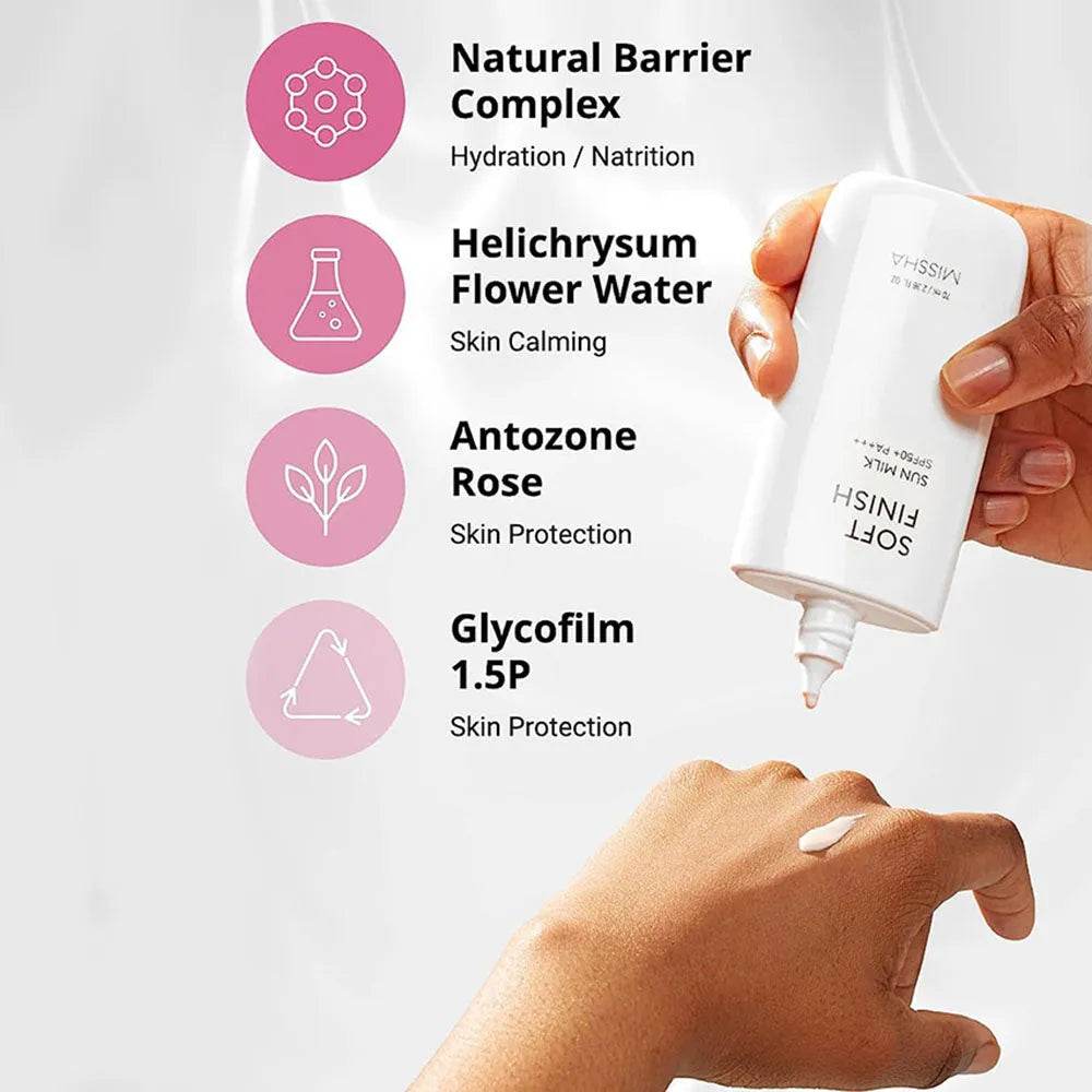 MISSHA Soft Finish Sun Milk Sun Block SPF50+ PA+++-70ml - OthoiMart