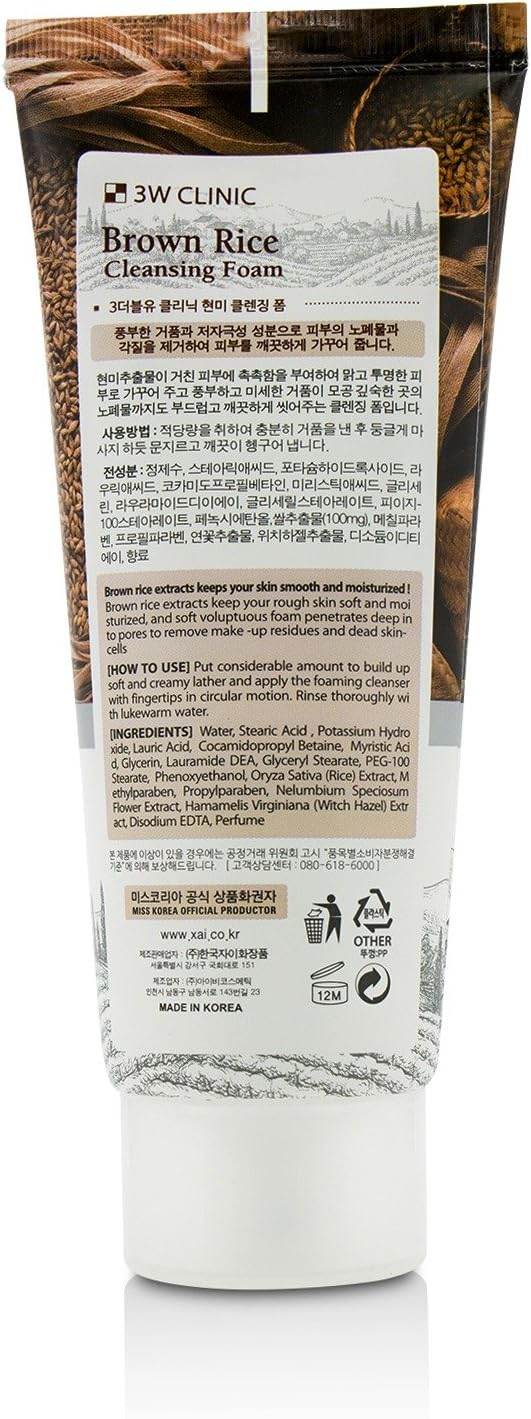 3W CLINIC Brown Rice Cleansing Foam 100ml - OthoiMart