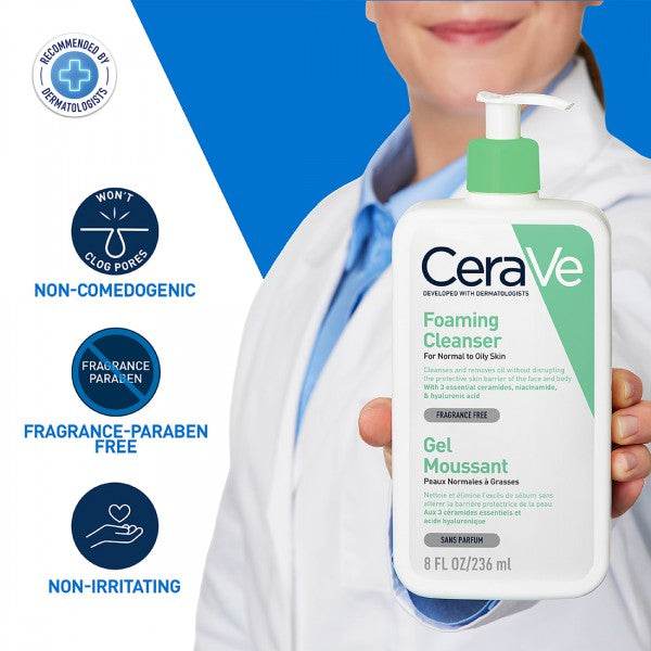 CeraVe Foaming Cleanser For Normal To Oily Skin - 236ml - OthoiMart