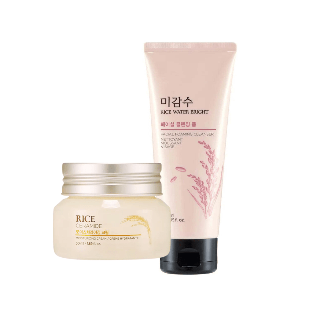 COMBO - Rice & Ceramide Moisturizing Cream & Rice Water Bright Foaming Cleanser - OthoiMart
