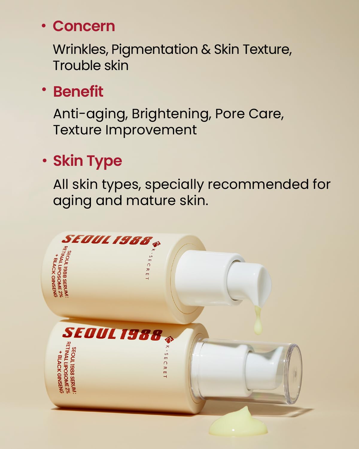 K-SECRET 1988 Serum – Retinal Liposome 2% & Black Ginseng | 30ml