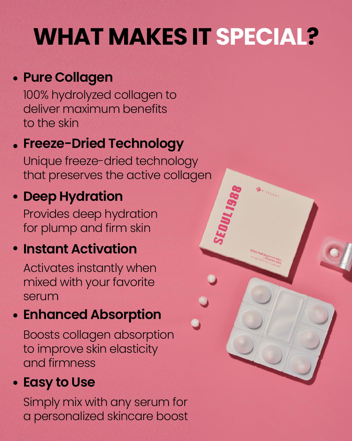 K-SECRET SEOUL 1988 Boosting Ball – 100% Collagen 35mg*7 | OthoiMart Beauty Shop