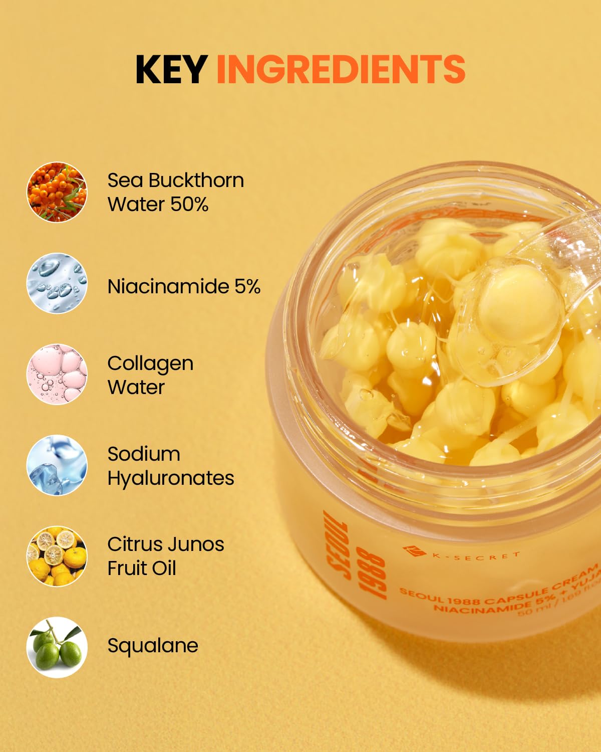 K-SECRET SEOUL 1988 Capsule Cream : Niacinamide 5% + Yuja 50ml  | OthoiMart Beauty Shop