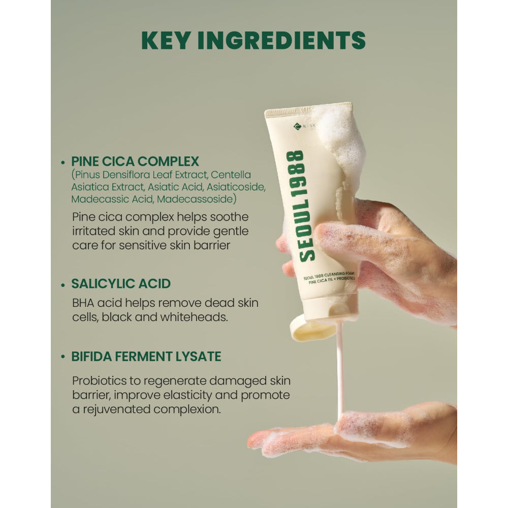 K-SECRET SEOUL 1988 Cleansing Foam – Pine Cica 1% + Probiotics 150ml | Korean Skincare | OthoiMart Beauty Shop