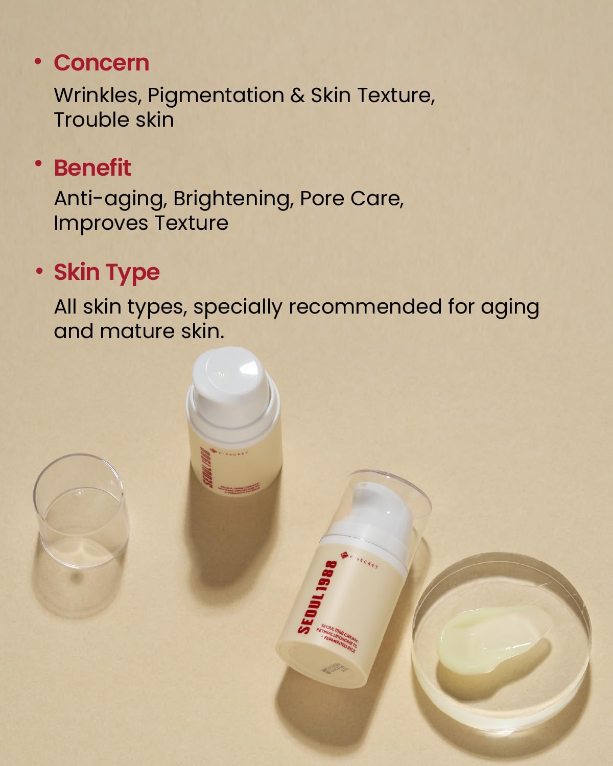 K-SECRET SEOUL 1988 Cream – Retinal Liposome 1% + Fermented Rice 50ml | OthoiMart Beauty Shop