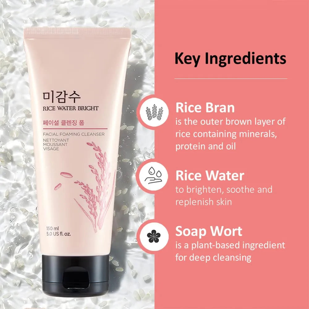 COMBO -  Rice & Ceramide Moisturizing Cream & Rice Water Bright Foaming Cleanser